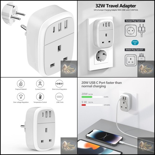 European plug adapter to - adapter,, uk